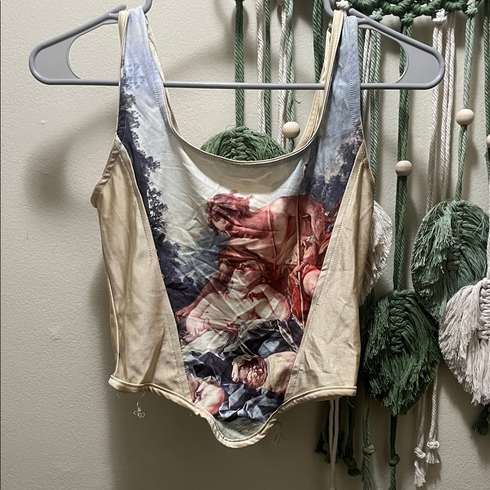 Artistic Print Sleeveless Top
